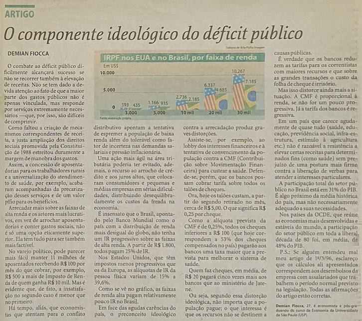 Demian Fiocca coluna Folha de São Paulo